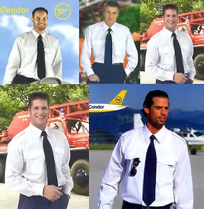PILOTENHEMD UNIFORMHEMD mt Schulterklappen von CONDOR weiß - Bild 1 von 1