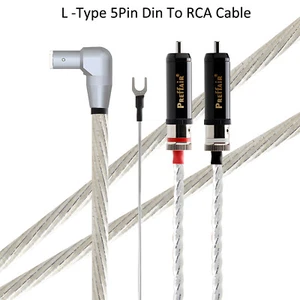 Audio Tonarm Cable With 5 Pin DIN Right Angle/Straight Phono Plug + 2 RCA Plugs - Picture 1 of 20