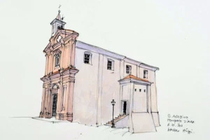 Walter Hüppi (CH) Aquarell Monforte Alba Cuneo Barolo Milano 30x42 cm signiert - Bild 1 von 9