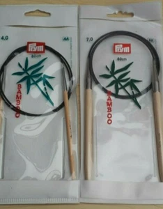 Nuevas agujas de tejer circulares de bambú Prym longitud 80 cm - tamaños 4 mm, 7 mm - Imagen 1 de 3