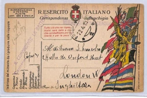 ITALY WW1 VICTORY Illustrated Propaganda Postcard Military GB London 1919 ZV33 - Picture 1 of 10