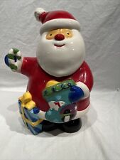 Vintage Christmas Santa Holding A Candy Cane Stoking Gift Cookie Jar