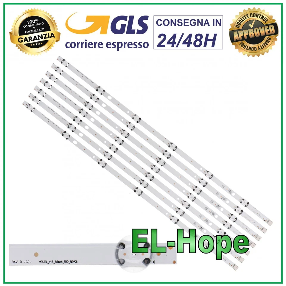 PER TELEFUNKEN KIT 7 BARRE STRIP 6 LED PER TV 55" TELEFUNKEN TE55287S25T2M / TE55287S25TXM