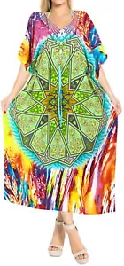 Abito da sera donna LA LEELA in caftano spiaggia copricostume da bagno US 14-22W Multi_R643 - Foto 1 di 3