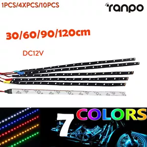 1X 10X DC12V Motorcycle LED Strip Light 30-120cm Underglow Neon Light Multicolor - Picture 1 of 20
