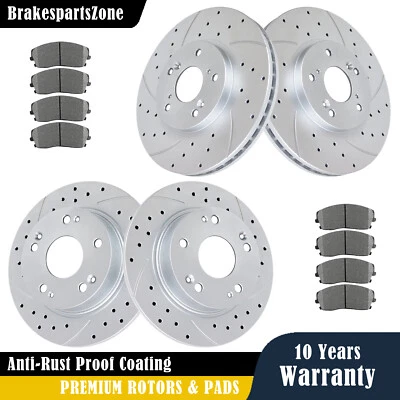 Pastilhas de rotores de freio dianteiro e traseiro adequadas para freios perfurados Honda Accord LX 2008-17 - Imagem 1 de 4