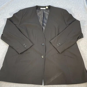 Elisabeth Liz Claiborne Women Blazer 22 Black Lightweight Vintage Workwear 90s - Picture 1 of 13