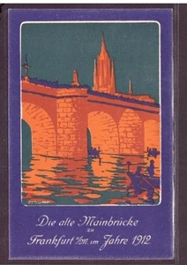 Postal Frankfurt, antiguo puente principal / consagración para la colocación de la primera piedra - 1912 - sin usar - Imagen 1 de 2