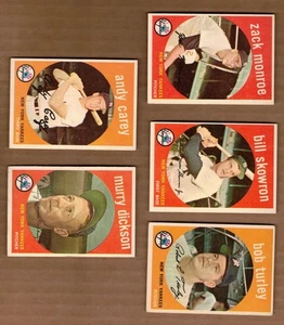 1959 Topps 5 card lot- New York Yankees - #23, #45 Carey, #60, #90 Skowron, #108 - Picture 1 of 2