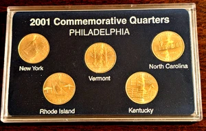 2001 50 States Commemorative Quarters Philadelphia Mint KY, NY, NC, RI, VT - Picture 1 of 2