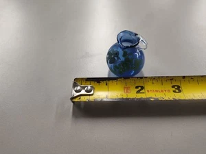 Hand Blown Miniature Cobalt Blue Glass Vase With Blue Bird - Picture 1 of 5