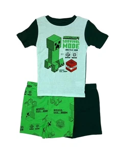 Minecraft Creeper Survival Mode Hostile Mob Boy's 3-pc Pajama Shorts Set, Size 8 - Picture 1 of 2