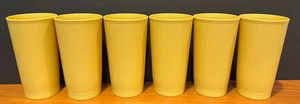 Set of 6 Vintage Harvest Gold Tan 5-1/4" Tupperware 12 oz Flat Tumblers #873 - Picture 1 of 4