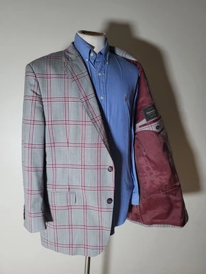 Chaqueta Blazer Abrigo Deportivo Giovanni 48R Marzoni Lana Gris Blanco Rosa a Cuadros a Medida Foto 1 de 4