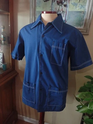 Camisa Jantzen De Colección Para Hombre L Playa Natación Abotonada Cuello Extendido Hecha en EE. UU. Foto 1 de 4