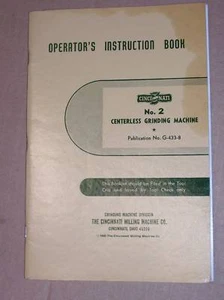 Original Cincinnati Milling Machine Manual~ No.2 Grinding~Operator Grinder 1964 - Picture 1 of 1