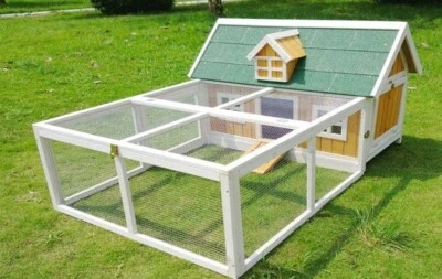 COOCON CHICKEN COOP PLUS RUN HEN HOUSE POULTRY ARK HOME COOPS RABBIT HUTCH NATURAL