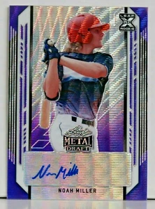 2021 Leaf Metal Draft Noah Miller XRC Purple Wave Auto /15 - Picture 1 of 2