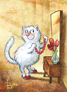 Rina Zenyuk: Blue Cats Art Kitty Kitten Postcard Рина Зенюк Zeniuk - Picture 1 of 1