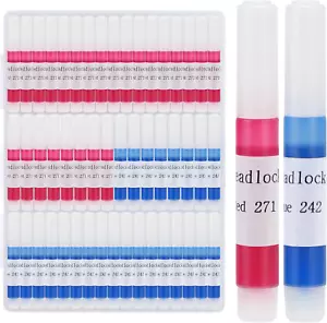 50 Pack of 2Ml Threadlocker Blue 242 & Red 271, Medium and High Strength - Picture 1 of 12