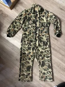 Vintage 10x Duck Camo Hunting Quilted Insulated Coveralls Suit Mens Size M Tall - Picture 1 of 8
