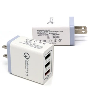 (2PACK) 3Ports USB Fast Quick wall Charger (18W / 5V,9V,12V / 5A) - Picture 1 of 32