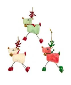 Set of 3 Multicolor Gumdrop Deer Ornaments A2312 w - Picture 1 of 1