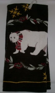 FULL Multi-color WHITE BEAR HOLIDAY Print Cotton Kitchen Towel - Picture 1 of 1