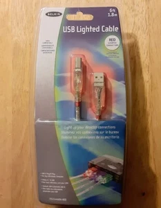 BELKIN CAVO USB ILLUMINATO 6' (1,8M) CON CONNETTORI ILLUMINATI ROSSI - Foto 1 di 5
