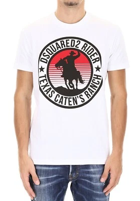 DSQUARED2 D2 Camiseta Hombre Rider Texas Estampado - Blanco - Imagen 1 de 4
