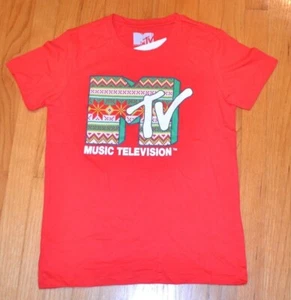 MTV Christmas Holiday Graphic Short Sleeve T Shirt Women's Size Medium (M) NWT! - Picture 1 of 6