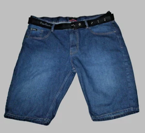 Pierre Cardin Paris Shorts Mens Size 42 XL Deep Blue Denim Jean w/belt - Picture 1 of 8