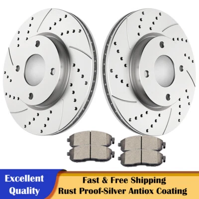 Kit de pastilhas de freio de cerâmica rotores frontais perfurados ajuste freios Nissan Cube Sentra Versa - Imagem 1 de 4
