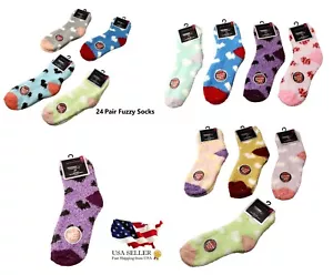 24 Pairs Women’s Fluffy Fuzzy Socks – Super Soft Warm Winter Cozy Assorted Color - Picture 1 of 10
