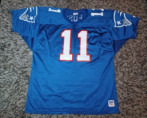 Vintage Wilson Jersey New England Patriots Drew Bledsoe NFL Mens XL Blue USA 90s Cover