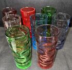 8 Inverted Thumbprint MCM Highball Glasses Red, Purple, Blue, Green, Pink