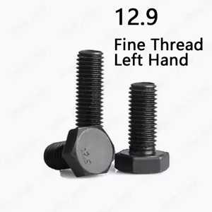 Feingewinde schwarz 12,9 Stahl Sechskantschrauben Linksgewinde M8 M10 M12 M14 M16 - Bild 1 von 6