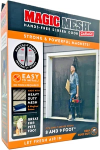 Magic Mesh Home Garage Hands-Free Single Magnetic Mesh Bug Screen Door 8 & 9 ft - Picture 1 of 4