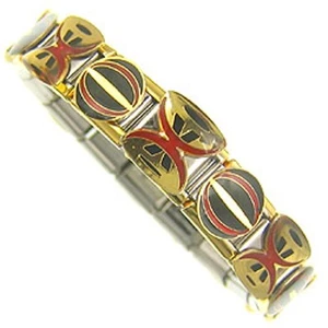 9mm Italian Charms Bracelet Designer 18ct Gold and Enamel " Fire Dance " - Picture 1 of 1
