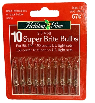2.5 volt Christmas Light Bulbs Clear Mini for 50 100 150 Strings 1 pack 10 - Image 1 of 4