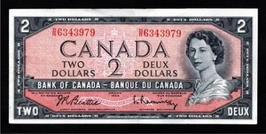 Bank of Canada Elizabeth II $2 Dollar Banknote 1954 SCARCE - Picture 1 of 2