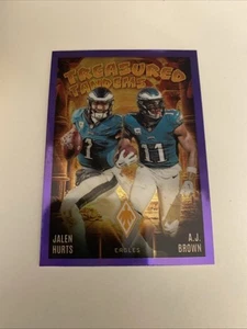 2024 Panini Phoenix Treasured Tandems Purple Jalen Hurts & A J Brown Eagles - Picture 1 of 2