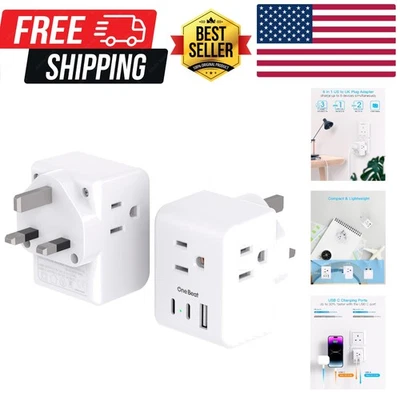 2件装至英国爱尔兰旅行插头适配器,G型电源插头适配器带3 O... — 第 1/4 张图片