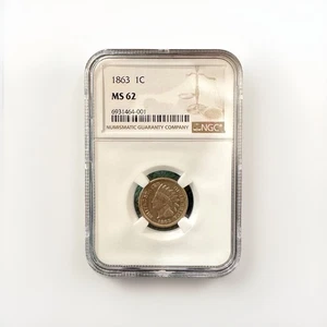 1863 Indian Head Cent. NGC MS-62. - Picture 1 of 8