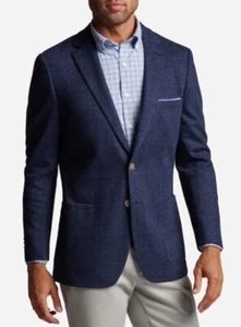 NWT Peter Millar Crown Julian Knit Windowpane Soft Jacket in Navy Size XXL $648 - Picture 1 of 6
