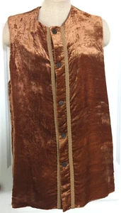 Vintage Goth Rust Brown Brush Velvet Lined Vest size Mens XL Costume-437lp - Picture 1 of 9