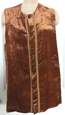 Vintage Goth Rust Brown Brush Velvet Lined Vest size Mens XL Costume-437lp - Image 1 of 4