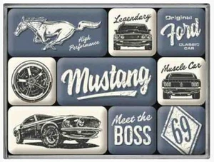 9 pc Magnet Set FORD MUSTANG 'THE BOSS' Licensed by Nostalgic Art - Picture 1 of 6