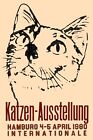 Wystawa kotów Hamburg niemiecki 1990 Plakat Nowy nadruk UV Giclée 12 x 18 dla miłośników kotów
