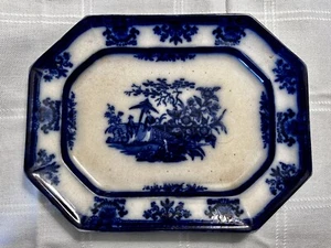 Antique c1852 Davenport Flow Blue AMOY 16”x 12” Platter - Picture 1 of 16
